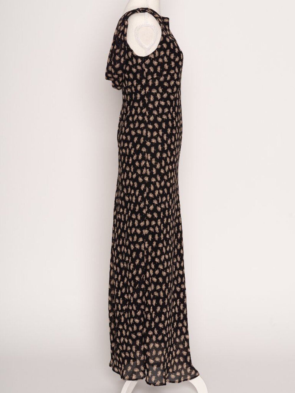 Vintage 90s Drape Back Black Maxi Dress Flowy Boho Chic Grunge Whimsigoth Medium